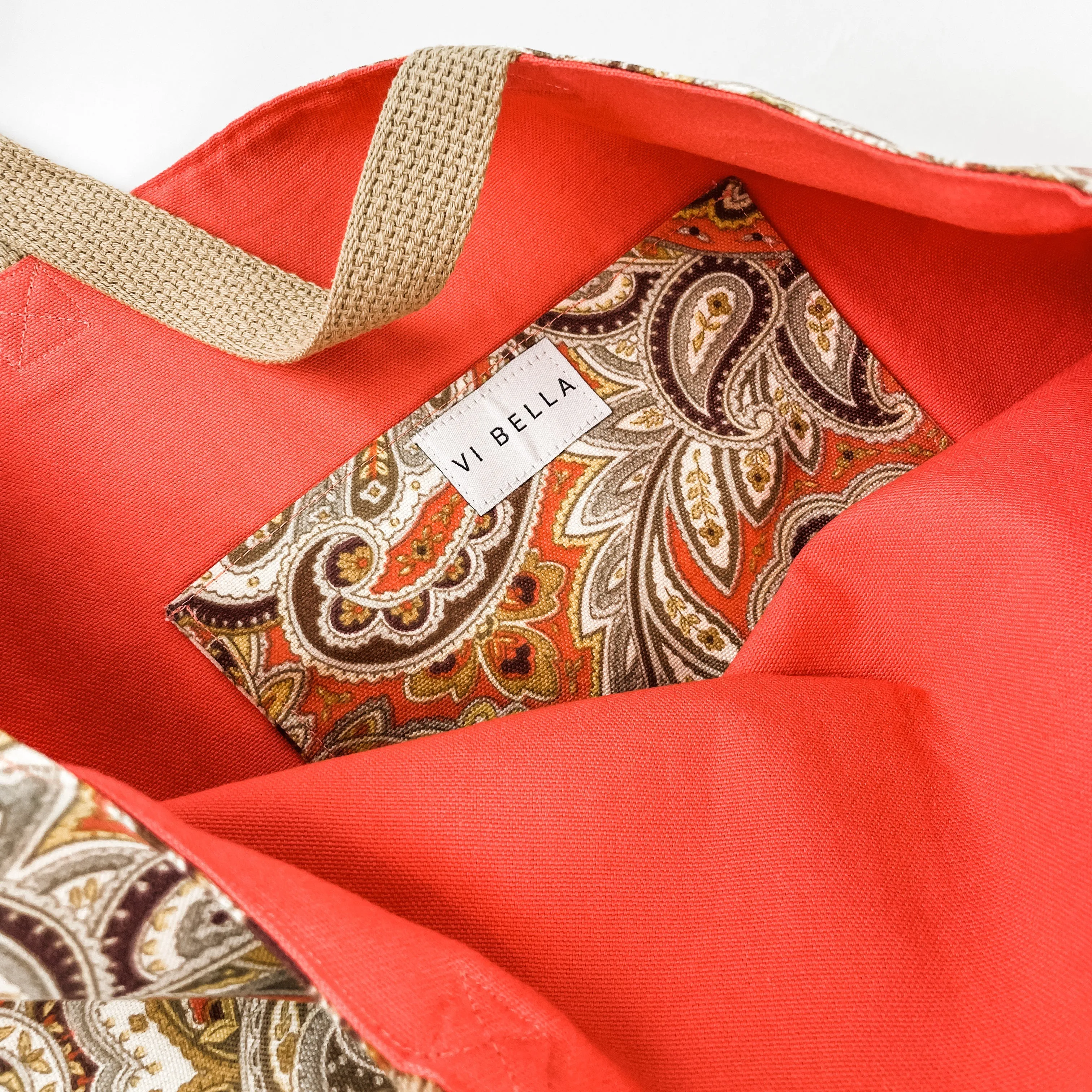 Coral Paisley Cloth Tote