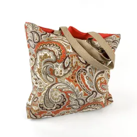 Coral Paisley Cloth Tote