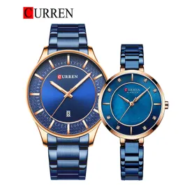 CURREN Original Brand Stainless Steel Band Wrist Watch For Couples With Brand (Box & Bag)