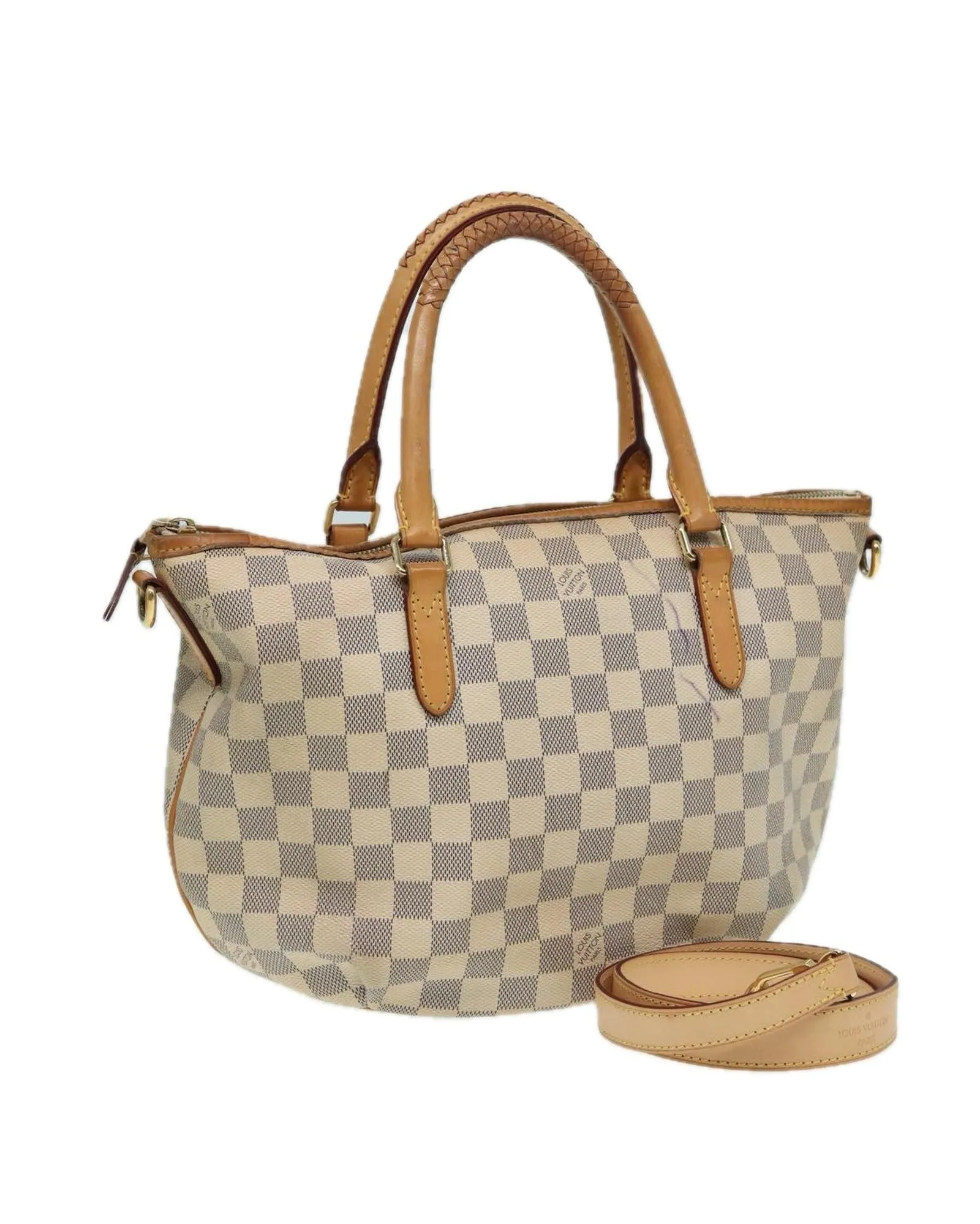 Damier Azur Canvas Tote Bag with Shoulder Strap