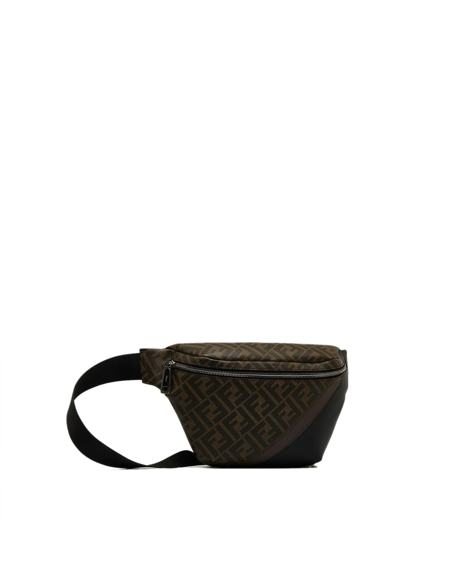 Diagonal Coated Canvas Belt Bag with Zip Closure