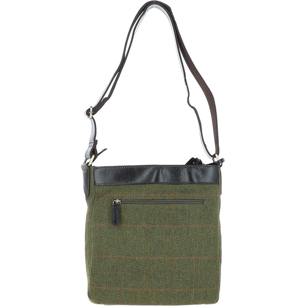 Doug Leather/Tweed Cross Body Bag - LOVAT (5433/22)