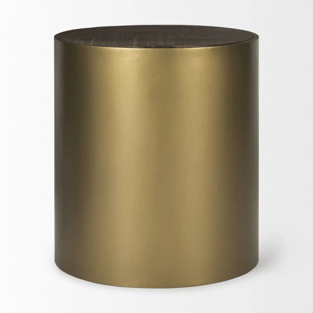 Eclipse End Side Table Gold Metal | Brown Wood