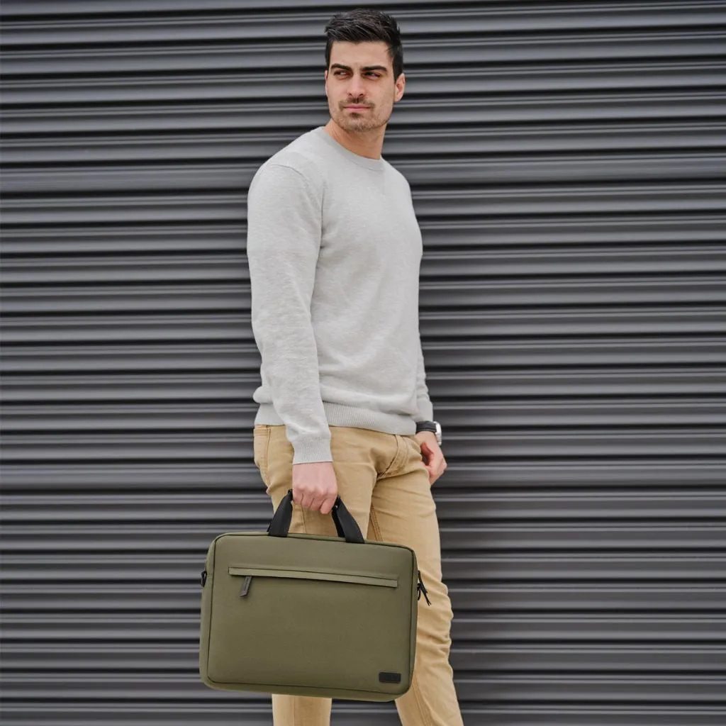 Evol 15.6″ Laptop Brief Shoulder Bag - Recycled Material - Olive