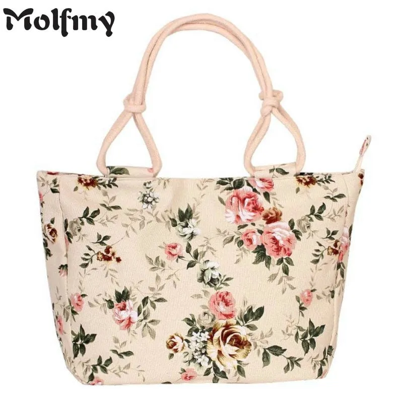 Fashion Casual Flower Printing Canvas Graffiti Tote