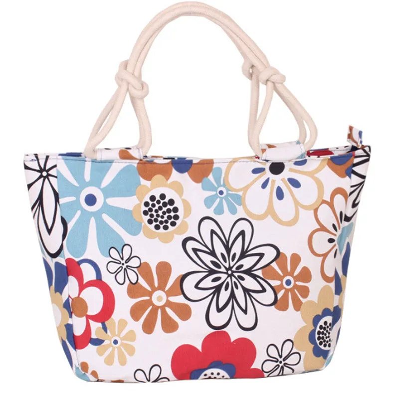 Fashion Casual Flower Printing Canvas Graffiti Tote