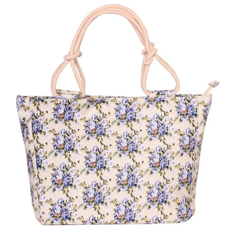 Fashion Casual Flower Printing Canvas Graffiti Tote