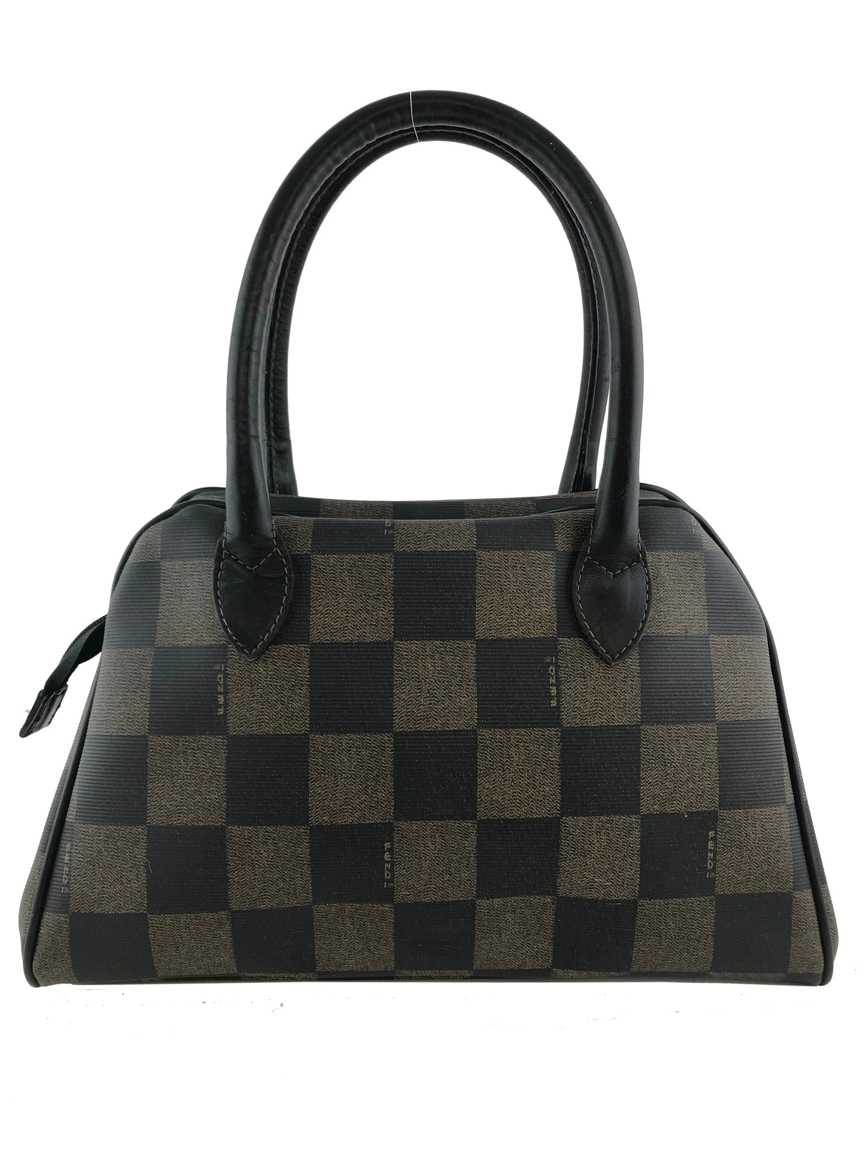 Fendi Checkered Coated Canvas Satchel with Strap