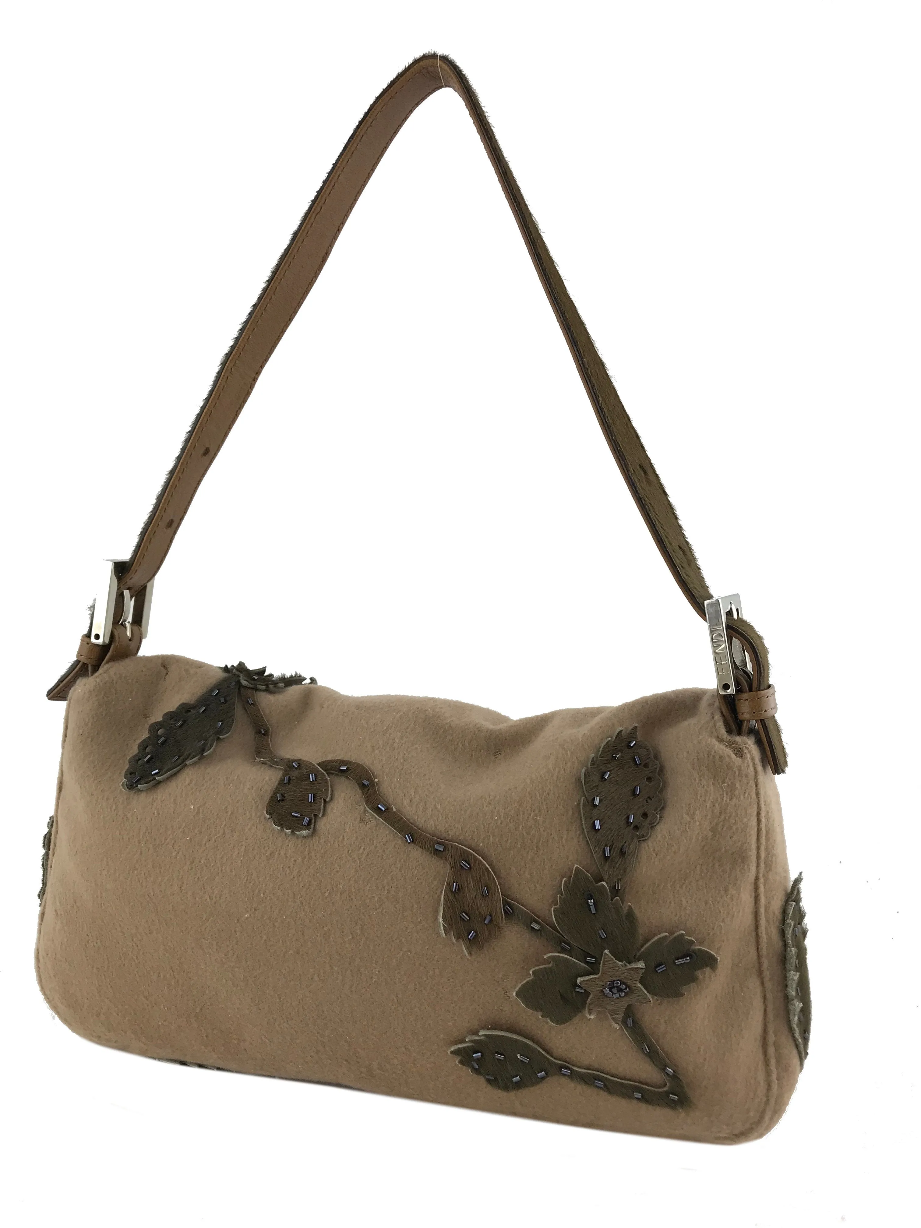 Fendi Felt and Pony Hair Applique Baguette