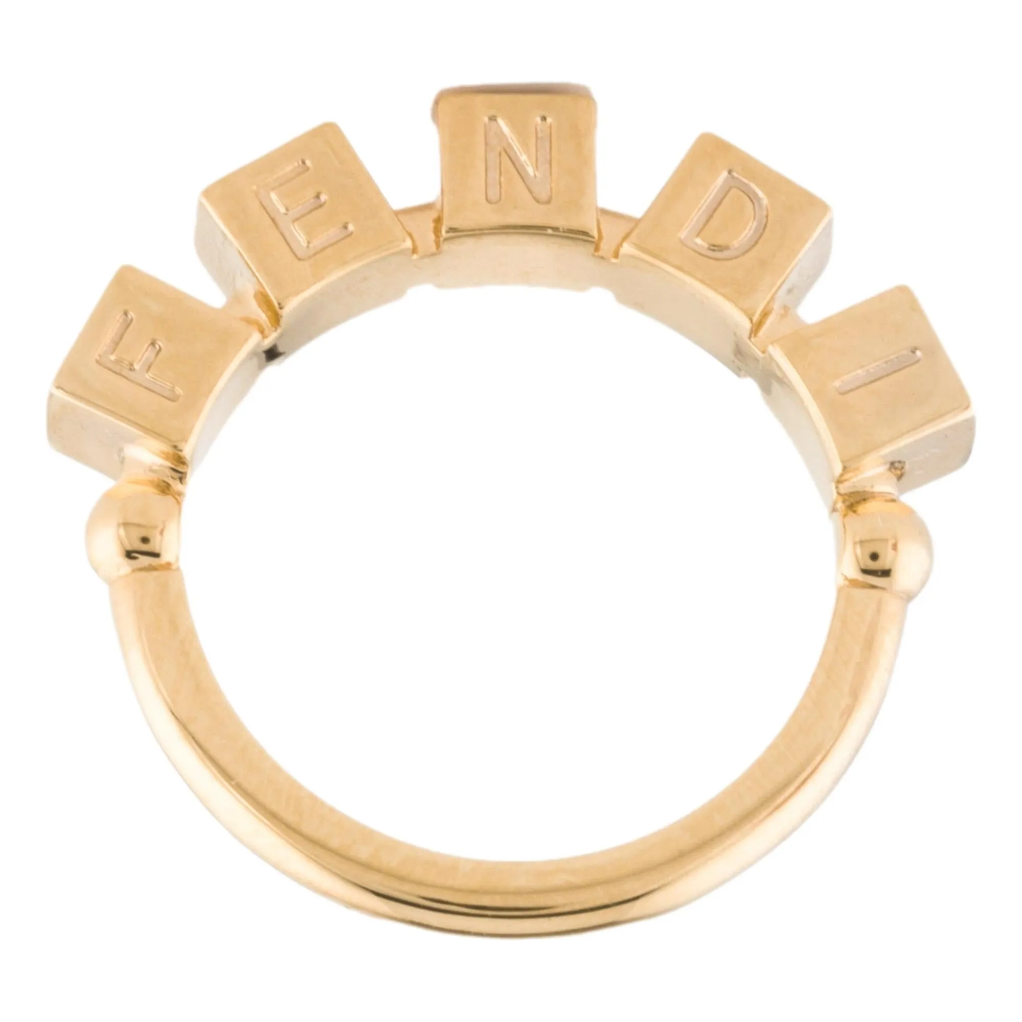 Fendi Fendigraphy Letters Gold Metal Ring Size Medium