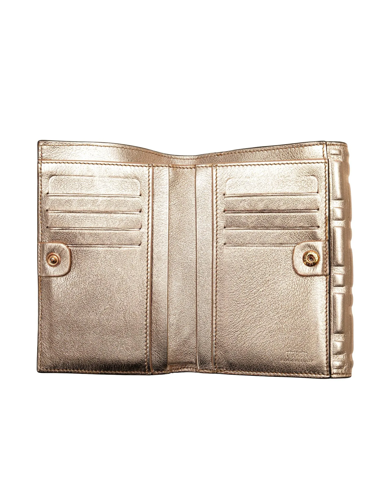 Fendi Roma FF Motif Leather Wallet in Gold