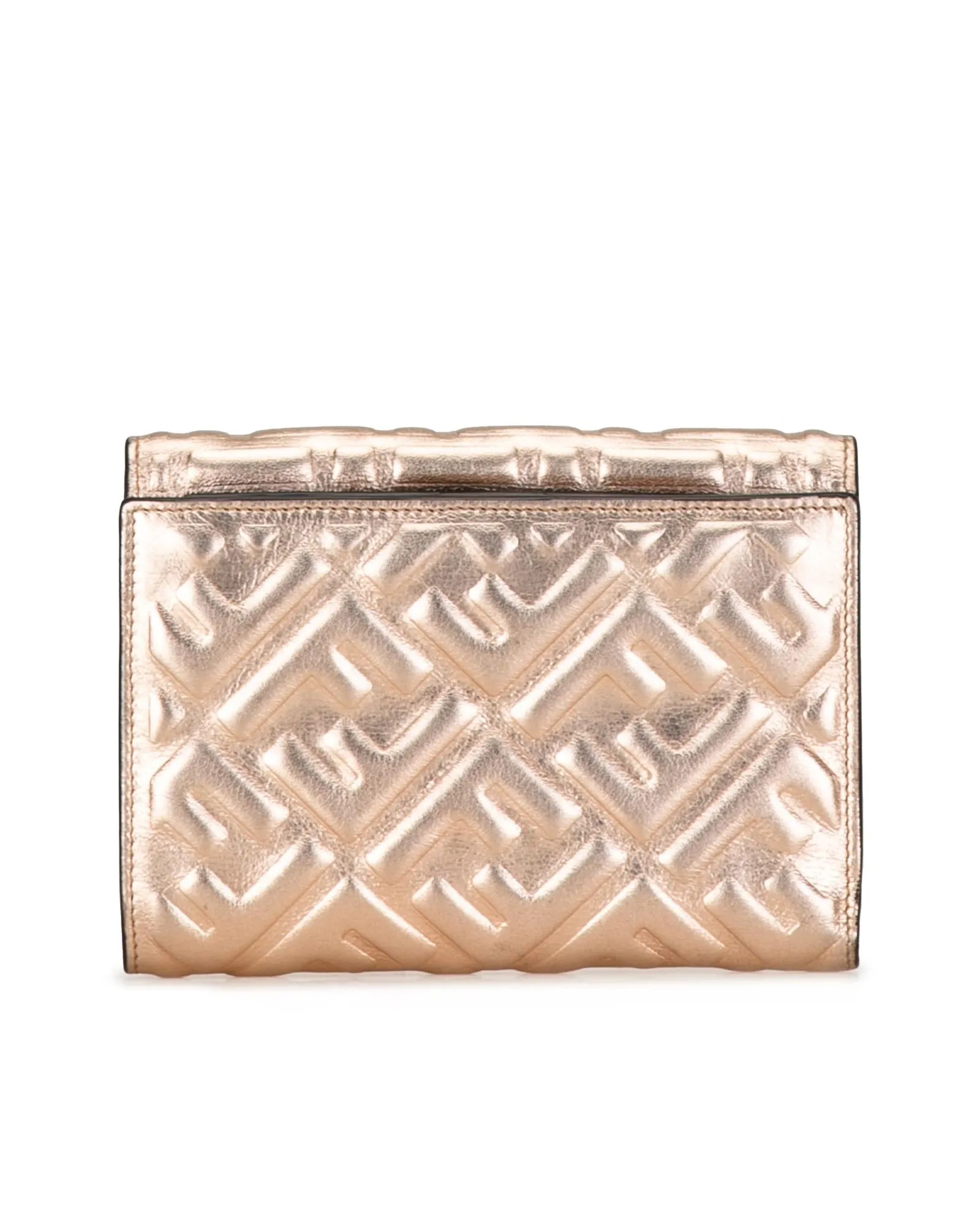 Fendi Roma FF Motif Leather Wallet in Gold