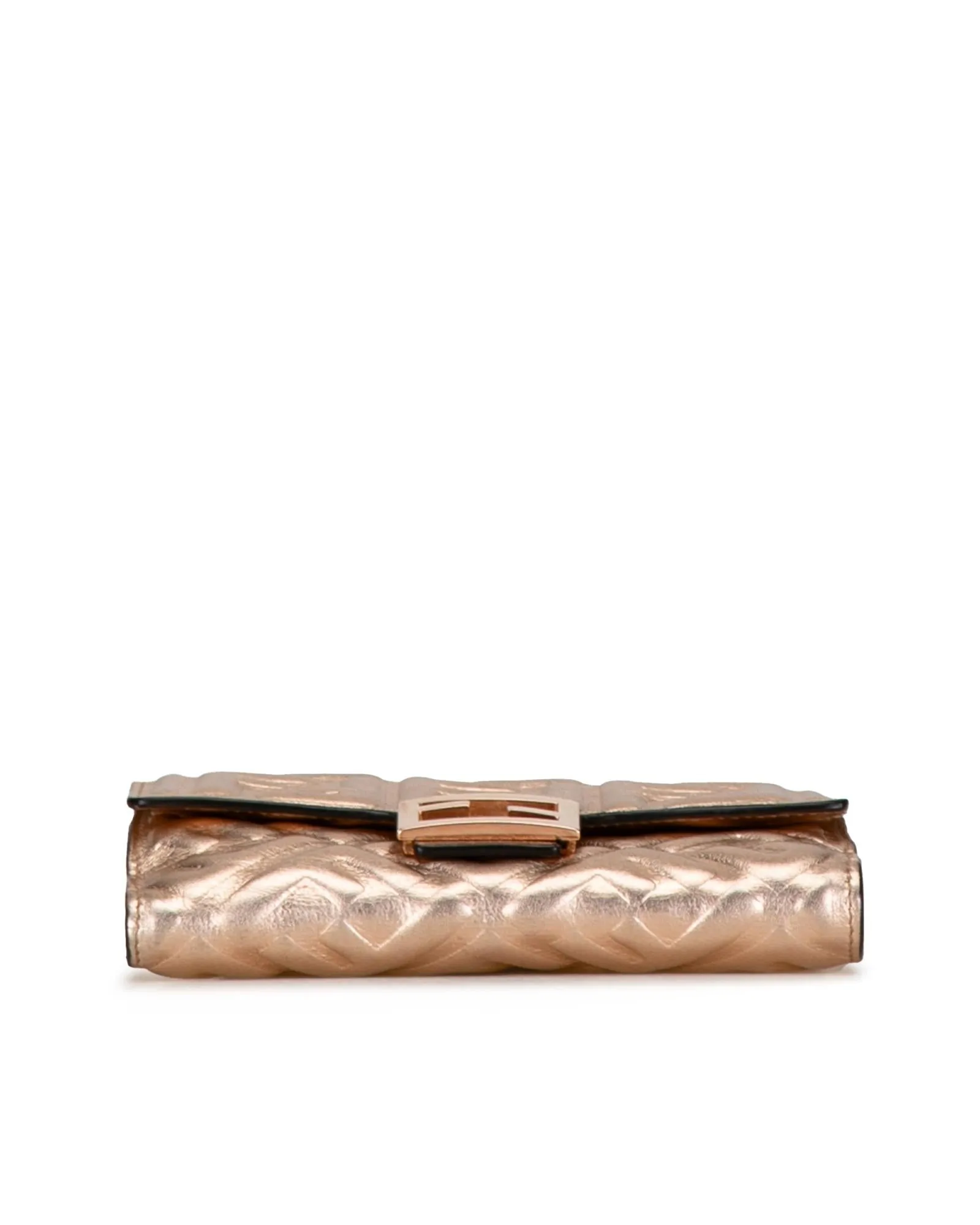 Fendi Roma FF Motif Leather Wallet in Gold