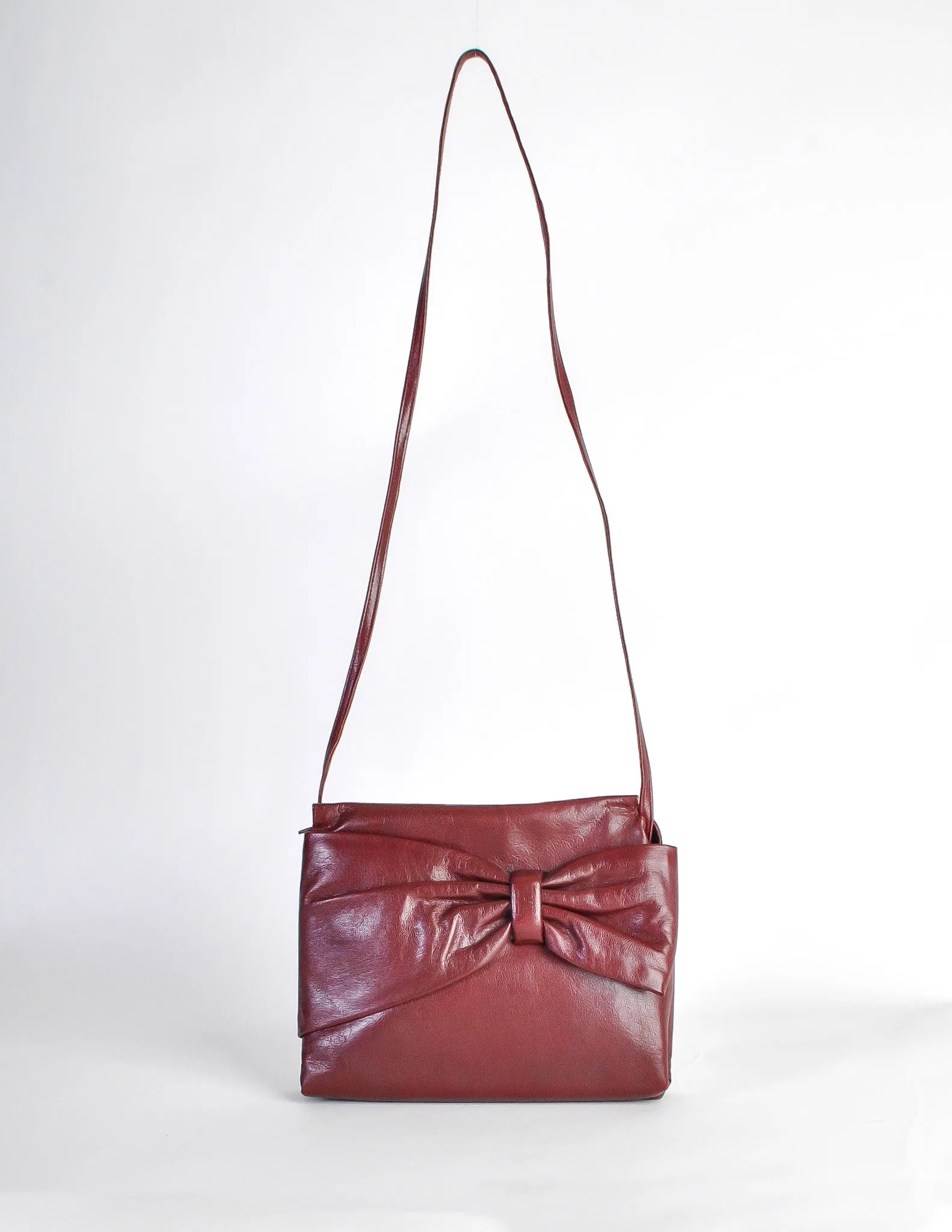 Fendi Vintage Burgundy Leather Bow Front Bag