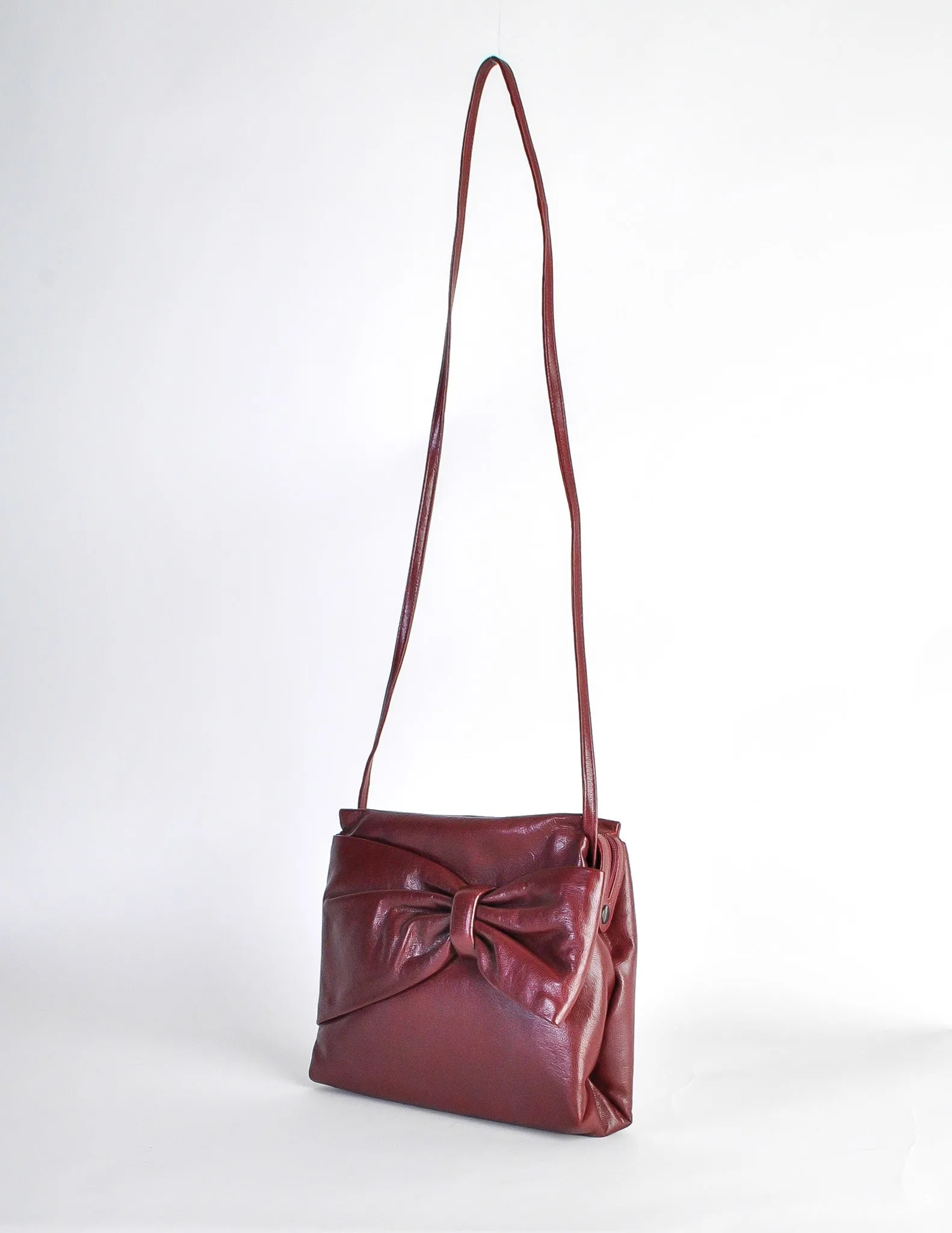 Fendi Vintage Burgundy Leather Bow Front Bag