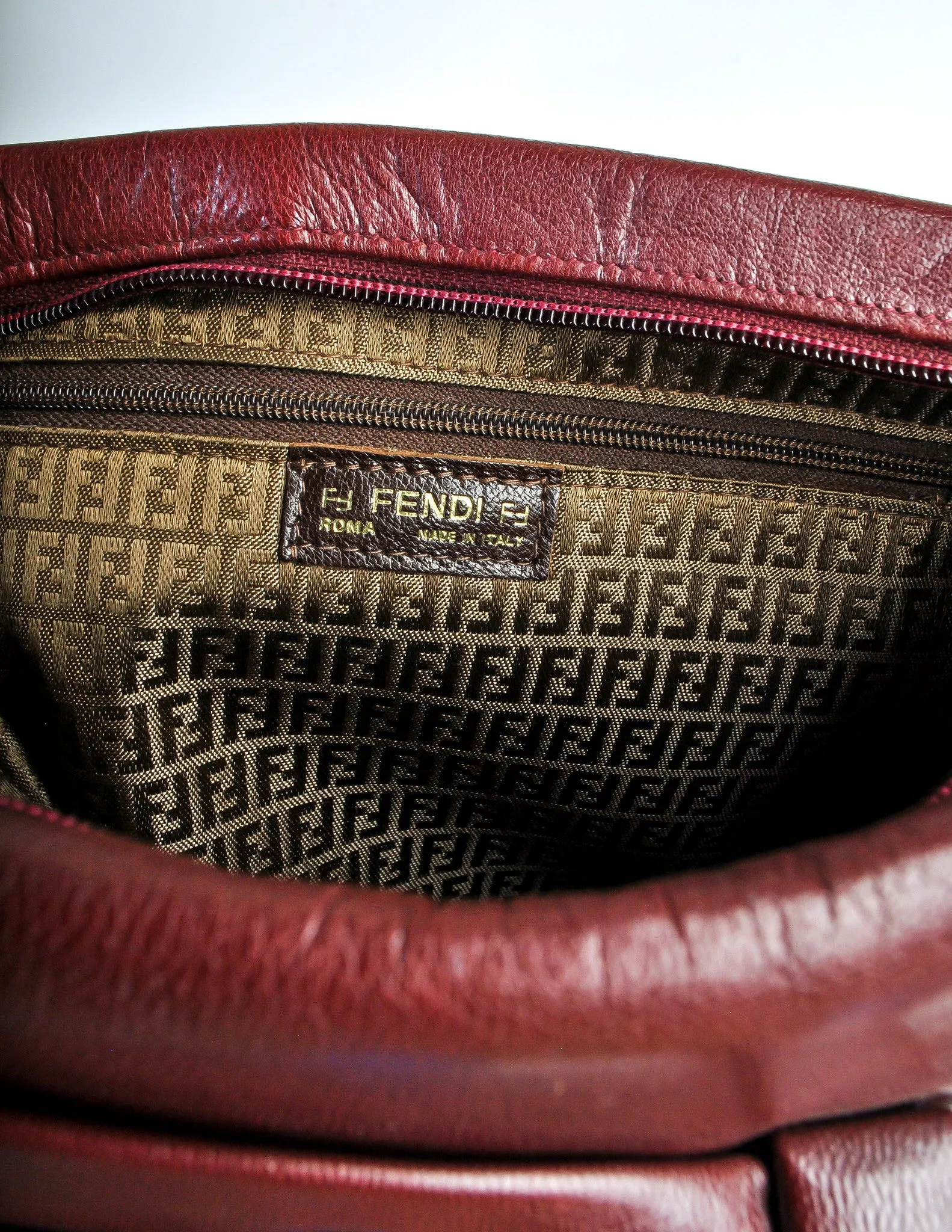 Fendi Vintage Burgundy Leather Bow Front Bag