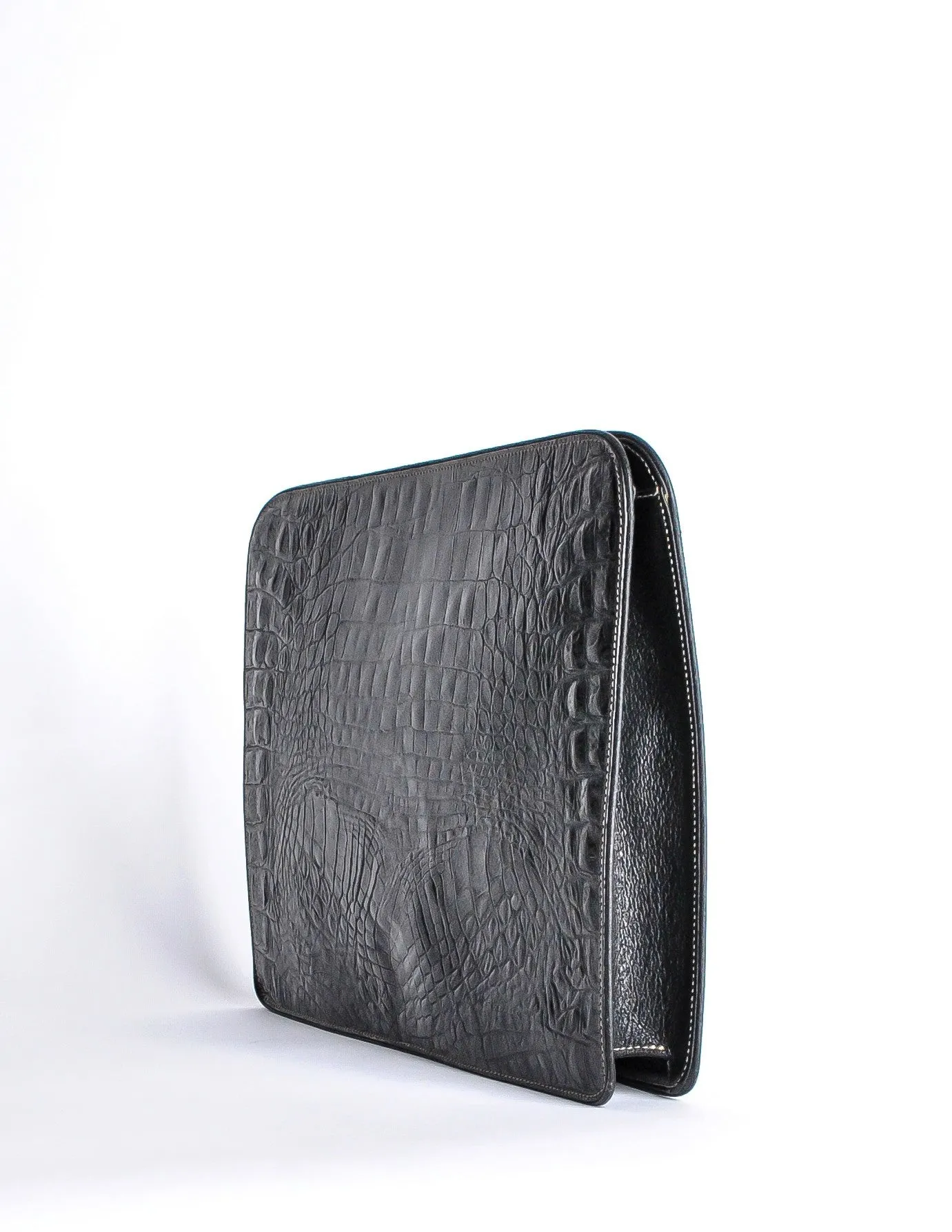 Ferré Vintage Black Alligator Portfolio Clutch