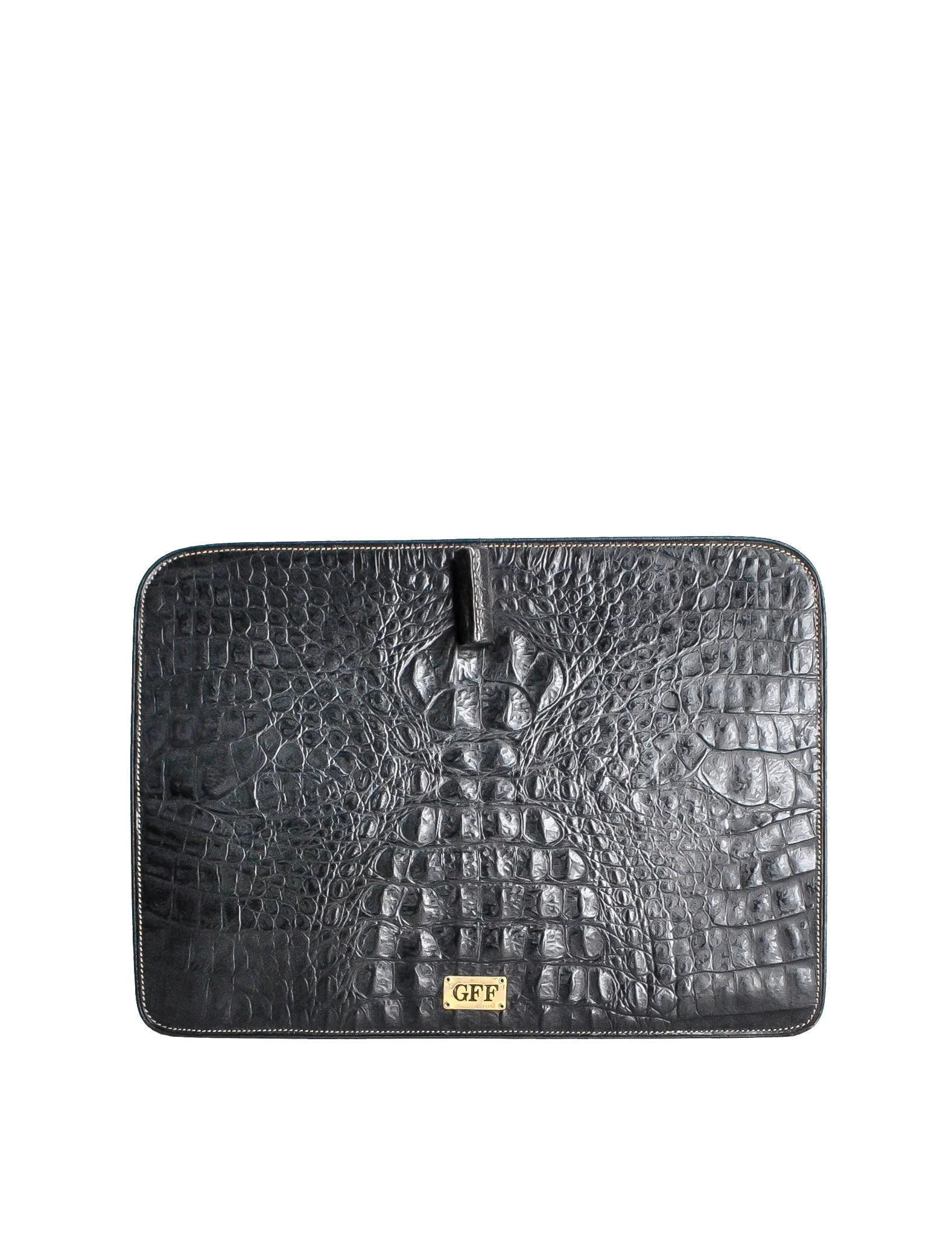 Ferré Vintage Black Alligator Portfolio Clutch