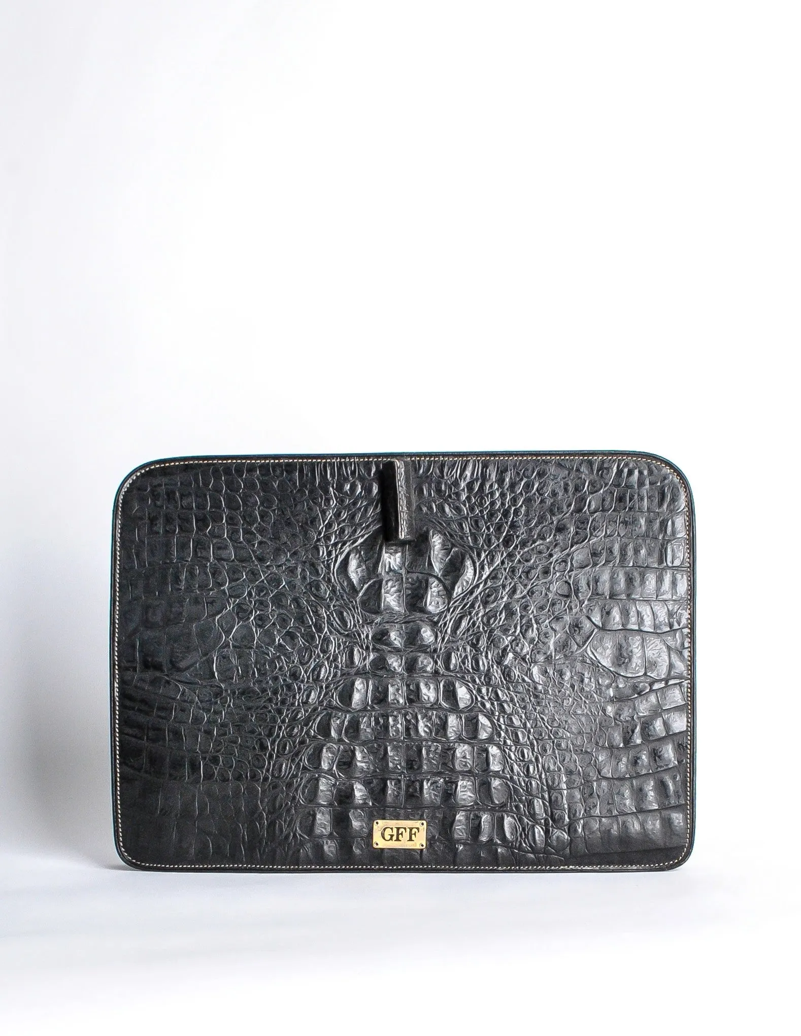 Ferré Vintage Black Alligator Portfolio Clutch