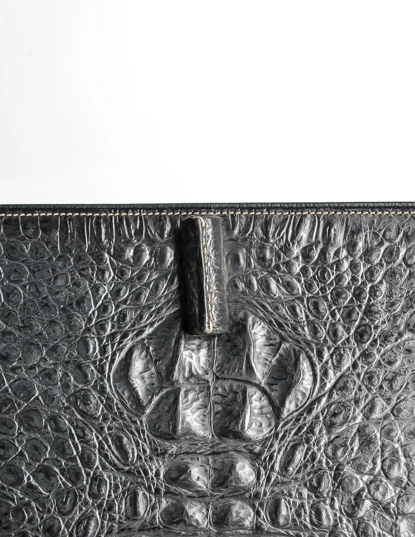 Ferré Vintage Black Alligator Portfolio Clutch