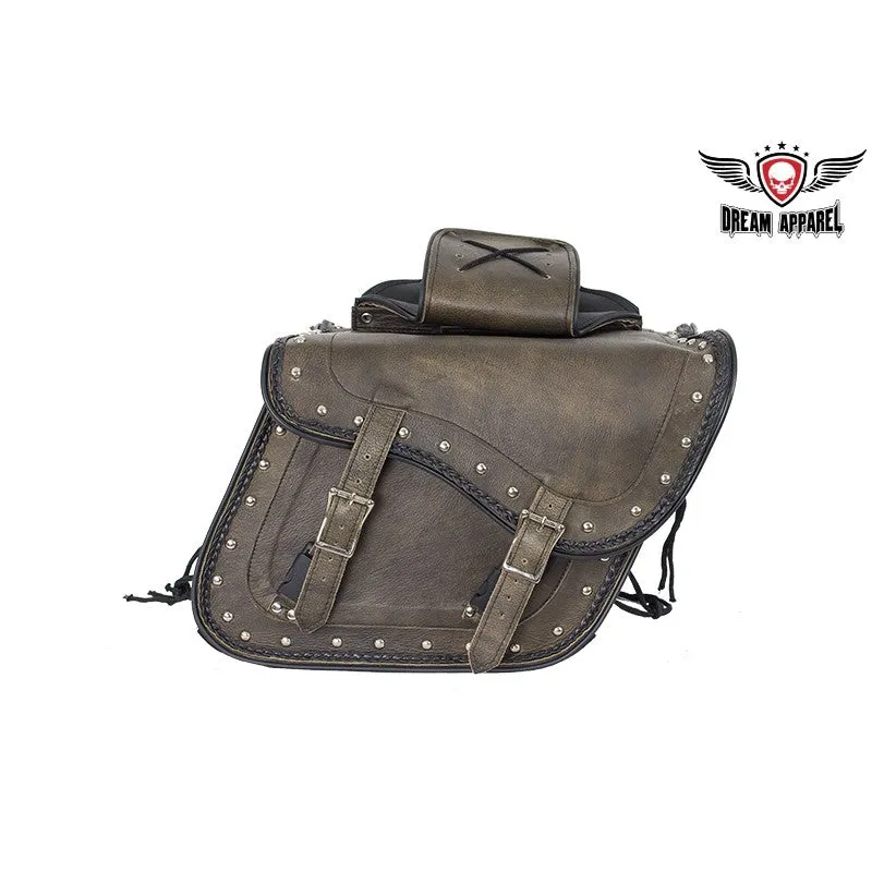 Genuine Distressed Brown Leather Concealed Carry Saddlebag