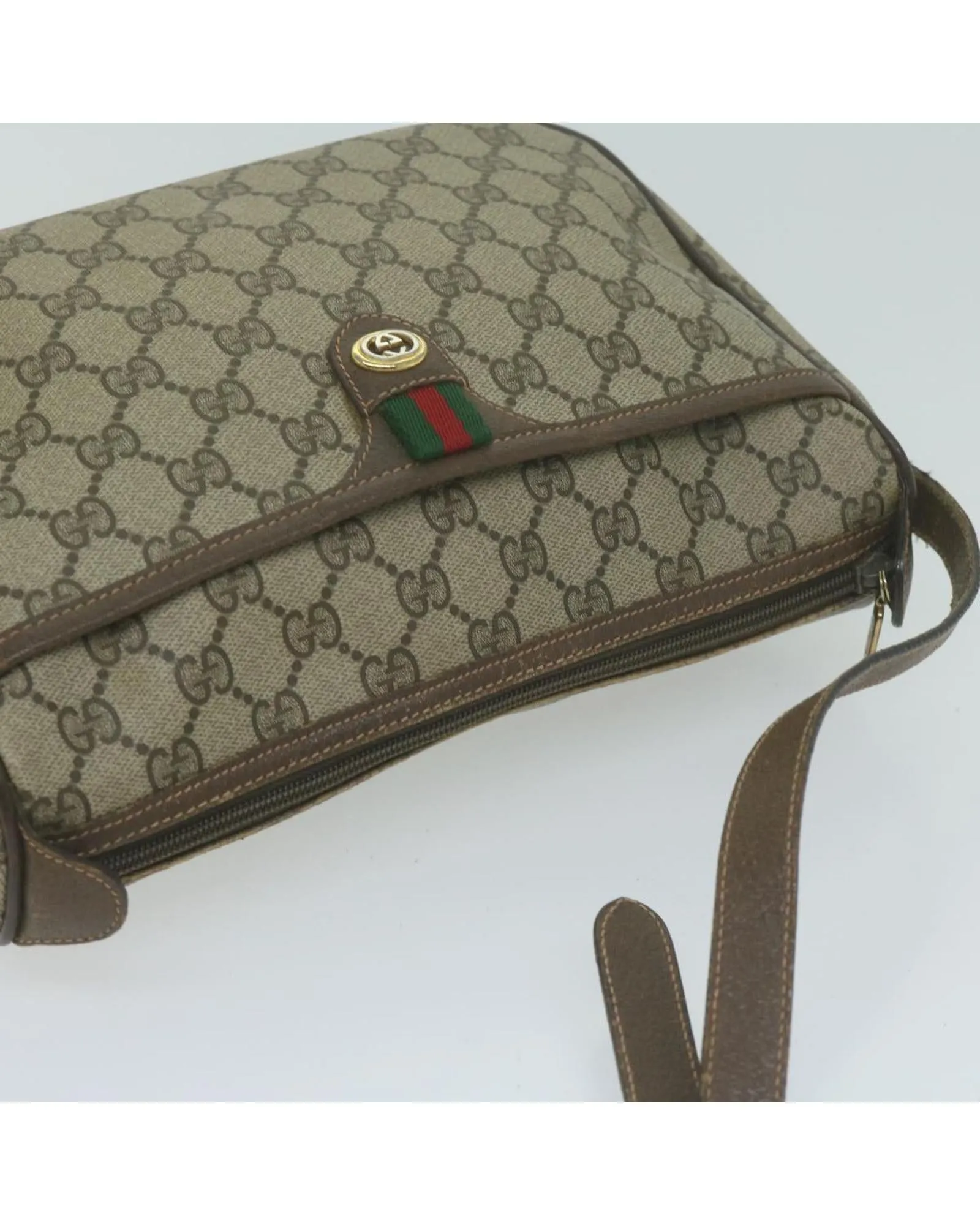 GG Canvas Web Sherry Line Shoulder Bag with Red and Green Accents