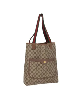 GG Canvas Web Sherry Line Tote Bag in PVC Leather