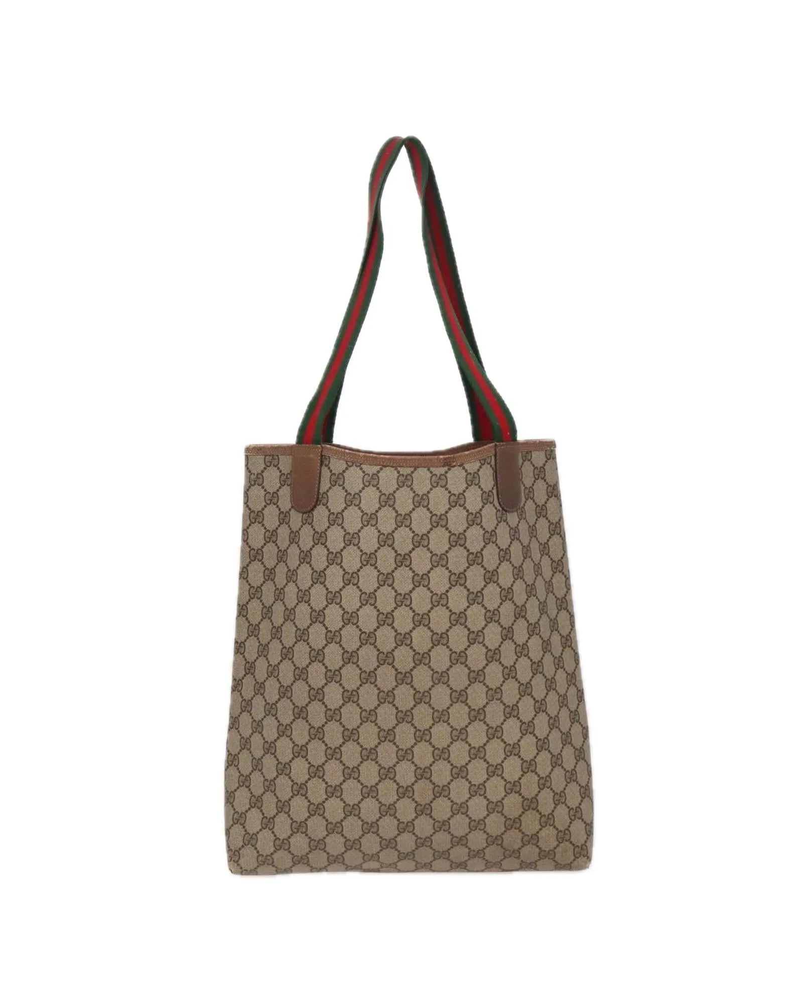 GG Canvas Web Sherry Line Tote Bag in PVC Leather