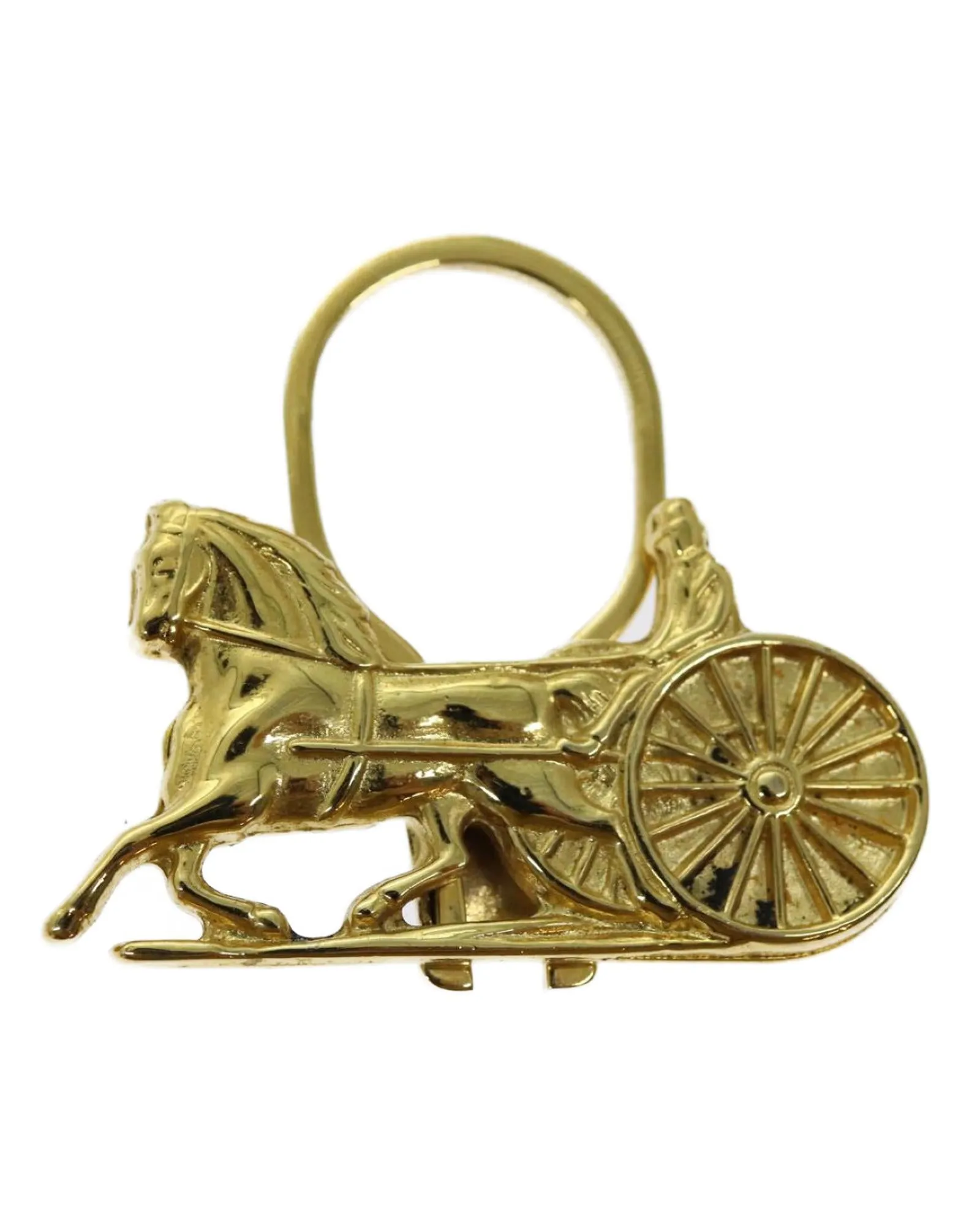 Gold Horse Carriage Key Ring - Italian Made - Authentic