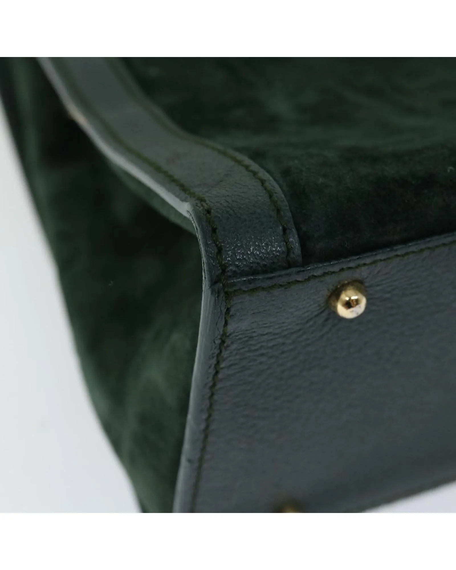 Green Suede Tote Bag with Bamboo Handle - Authentic Italian Luxury Fashion Accessory