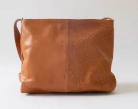 Harpers Emporium Leather Embossed Messenger Bag in Cognac