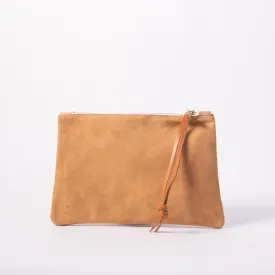 Harpers Italian Leather Pouchette in camel Suede