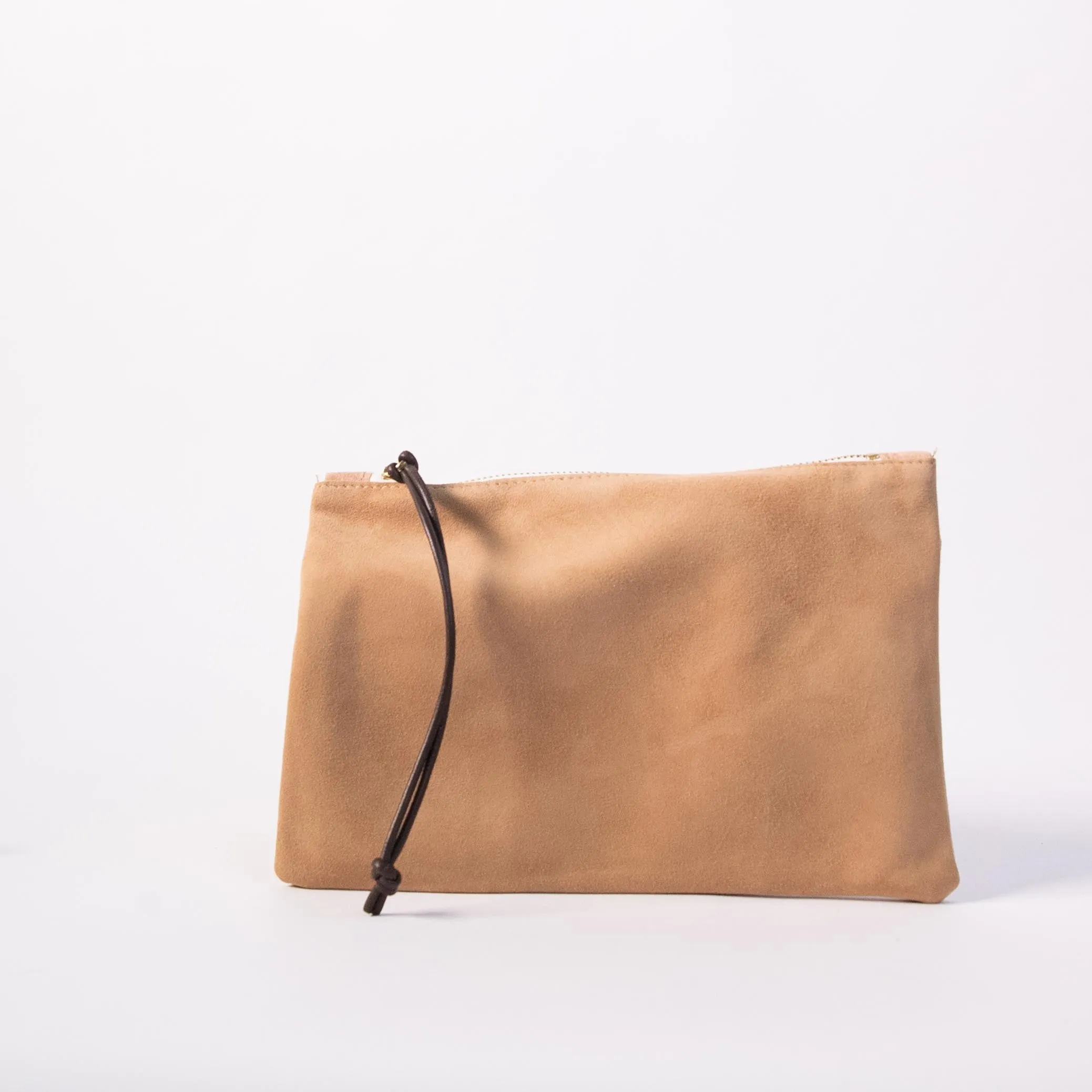 Harpers Italian Leather Pouchette in Tan Suede