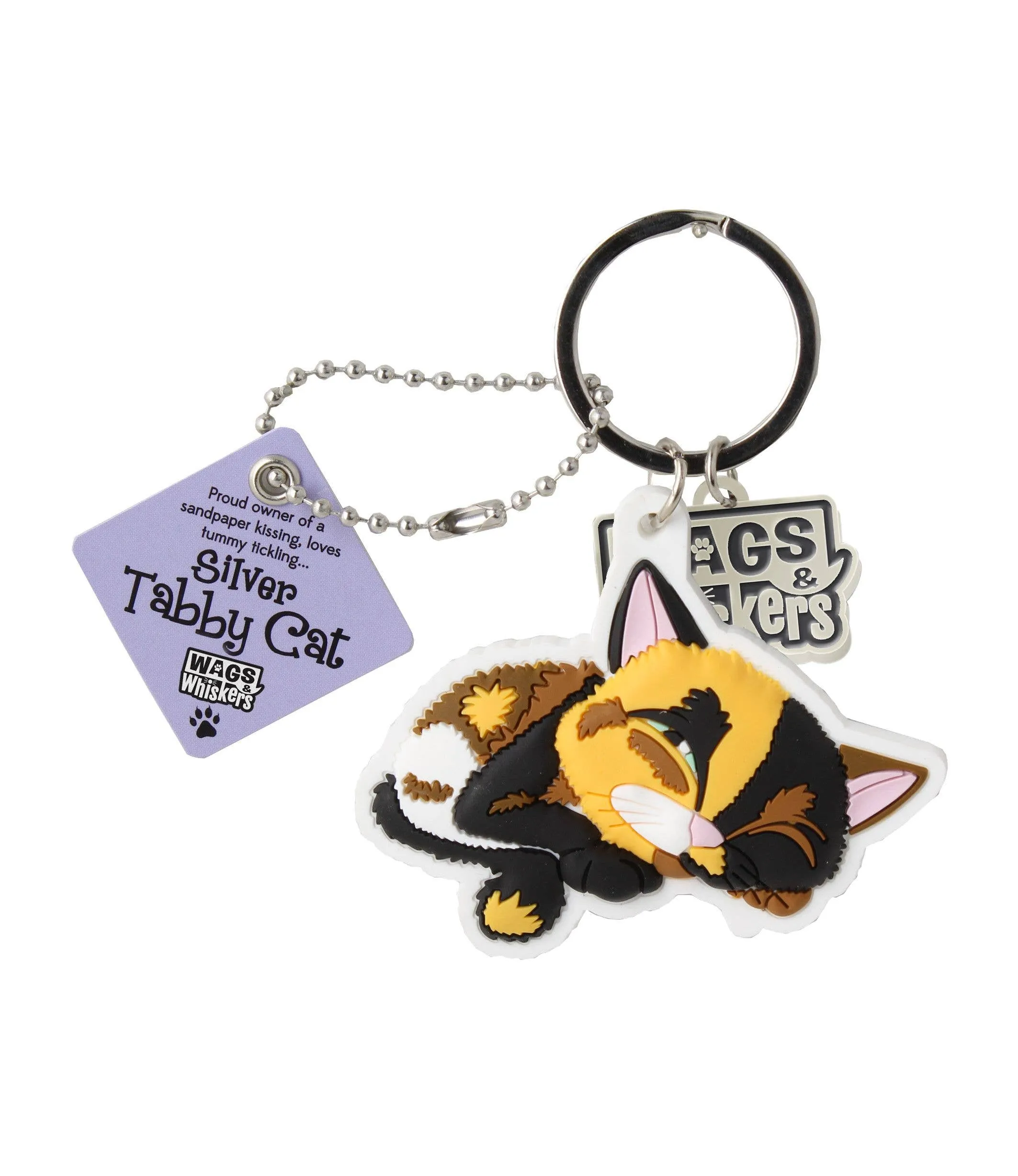 History & Heraldry - WagsWhiskers Keyring - Calico Cat Playfull Attitude