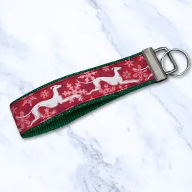 Key Leash Snowflake Hounds Red Green Sparkle