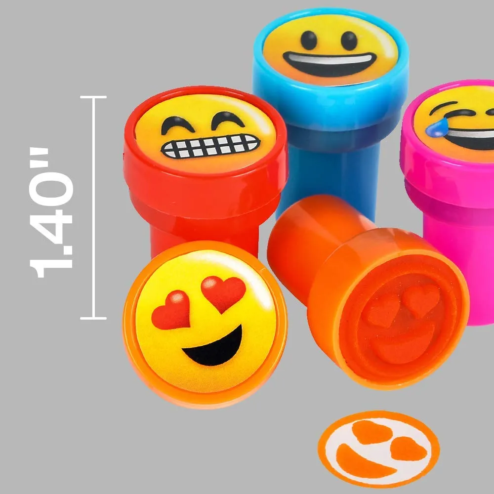 Kicko Emoticon Stampers - 24 Pack - 1.4 Inch - for Kids, Arts and Crafts, Party Favors