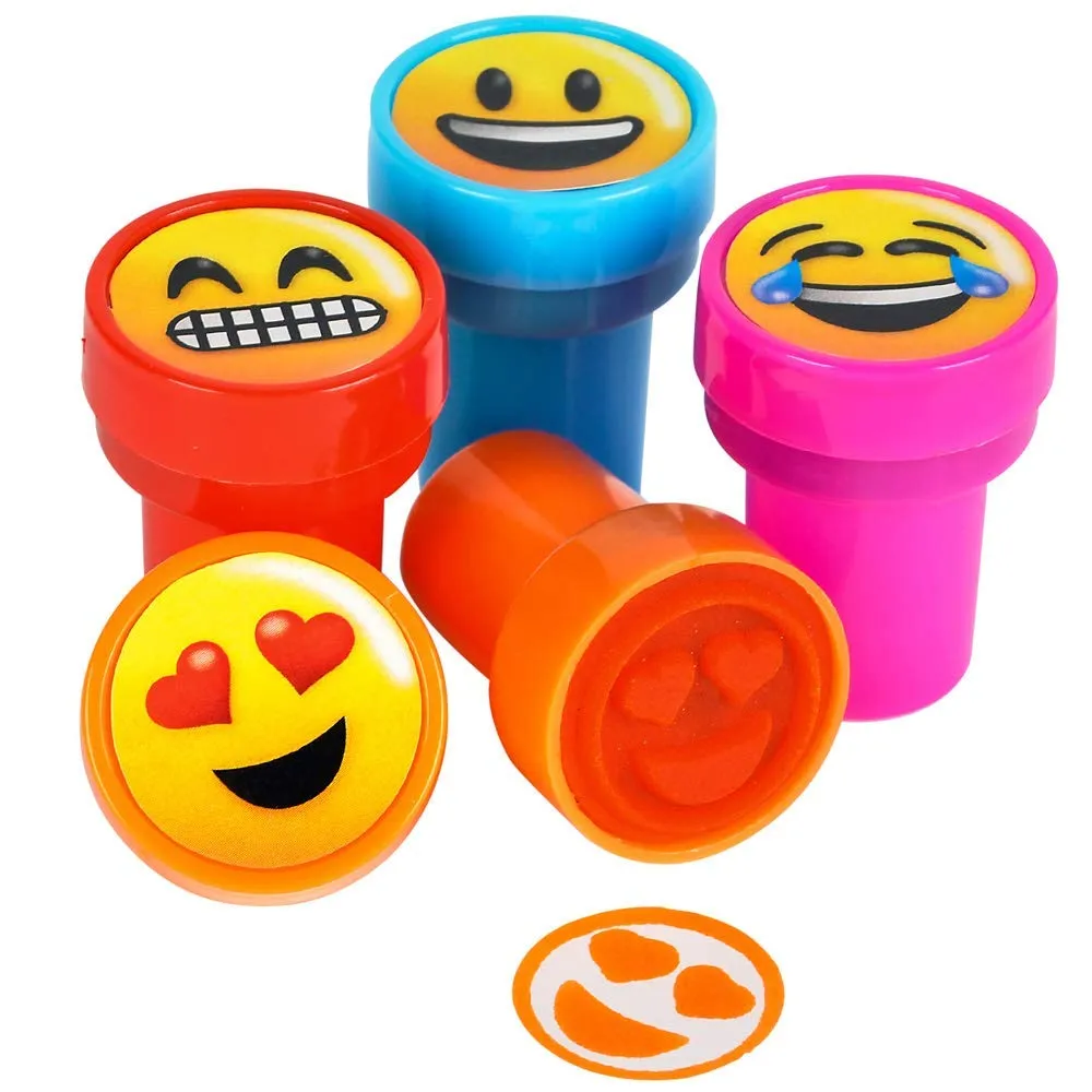 Kicko Emoticon Stampers - 24 Pack - 1.4 Inch - for Kids, Arts and Crafts, Party Favors