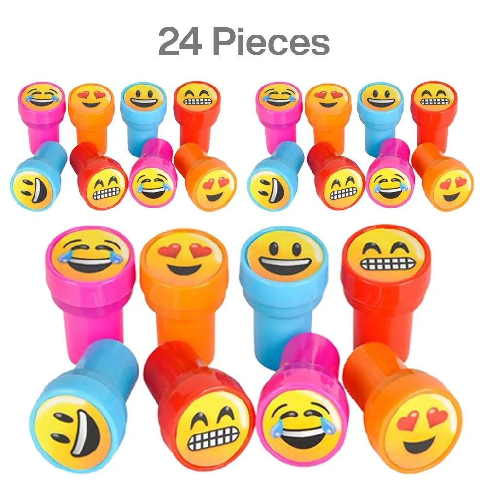 Kicko Emoticon Stampers - 24 Pack - 1.4 Inch - for Kids, Arts and Crafts, Party Favors