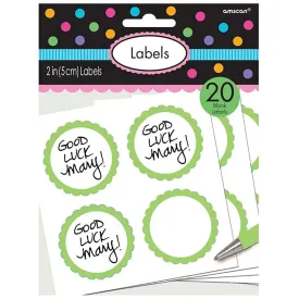 Kiwi Green  Scalloped Party Bag Labels - 20 Pkt