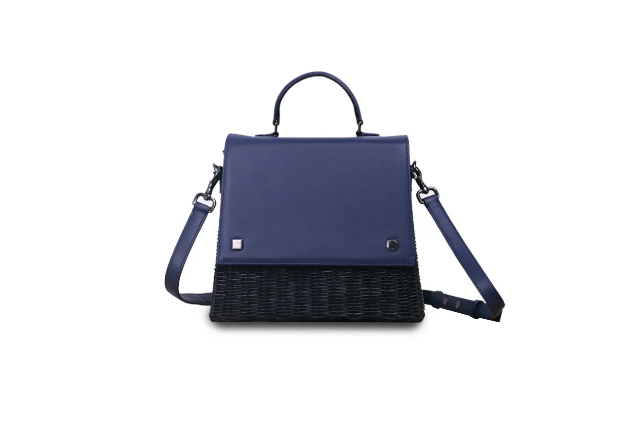 Laila Wicker Hand Bag (Navy)