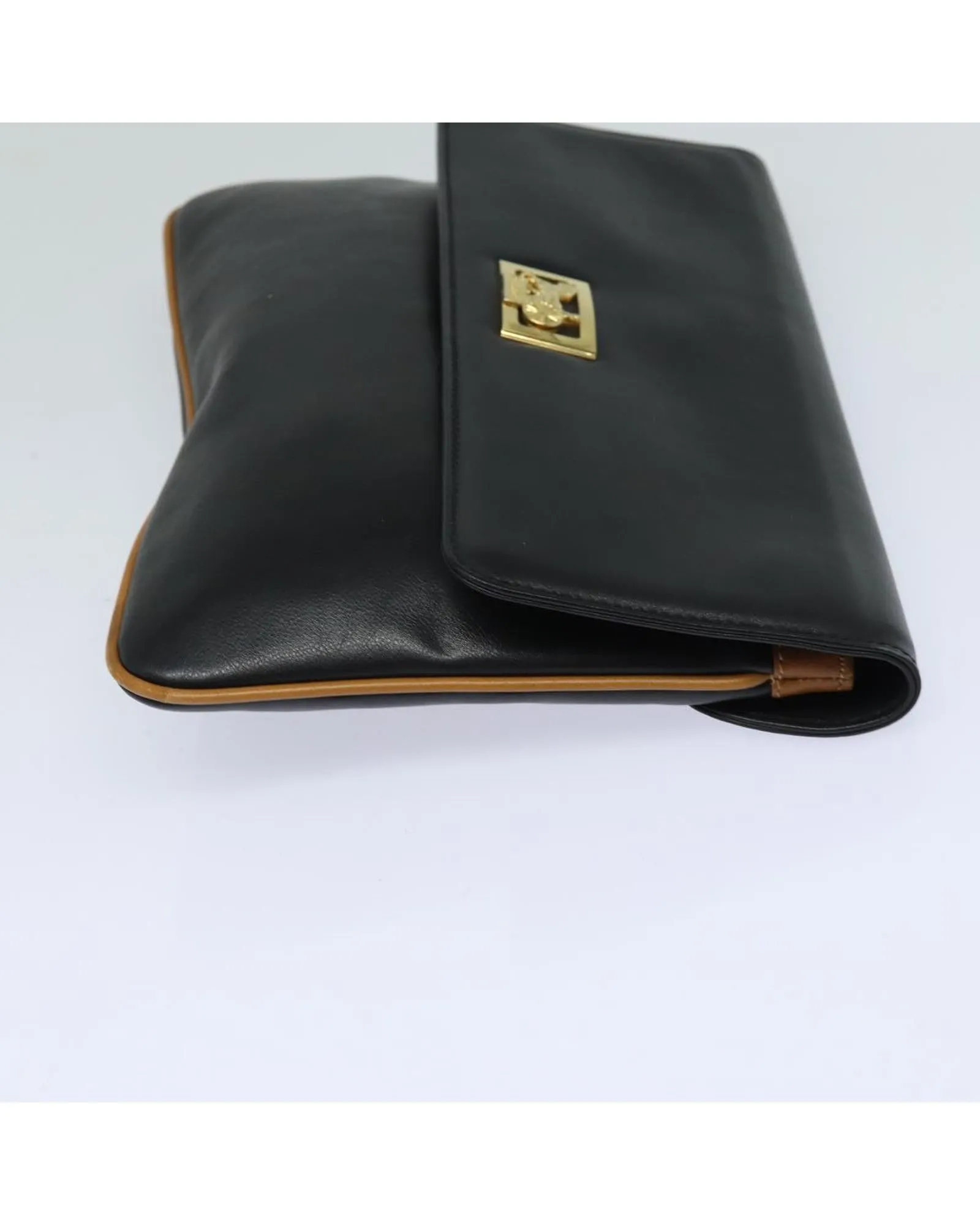 Leather Clutch Bag with Storage Odor and Slight Wear