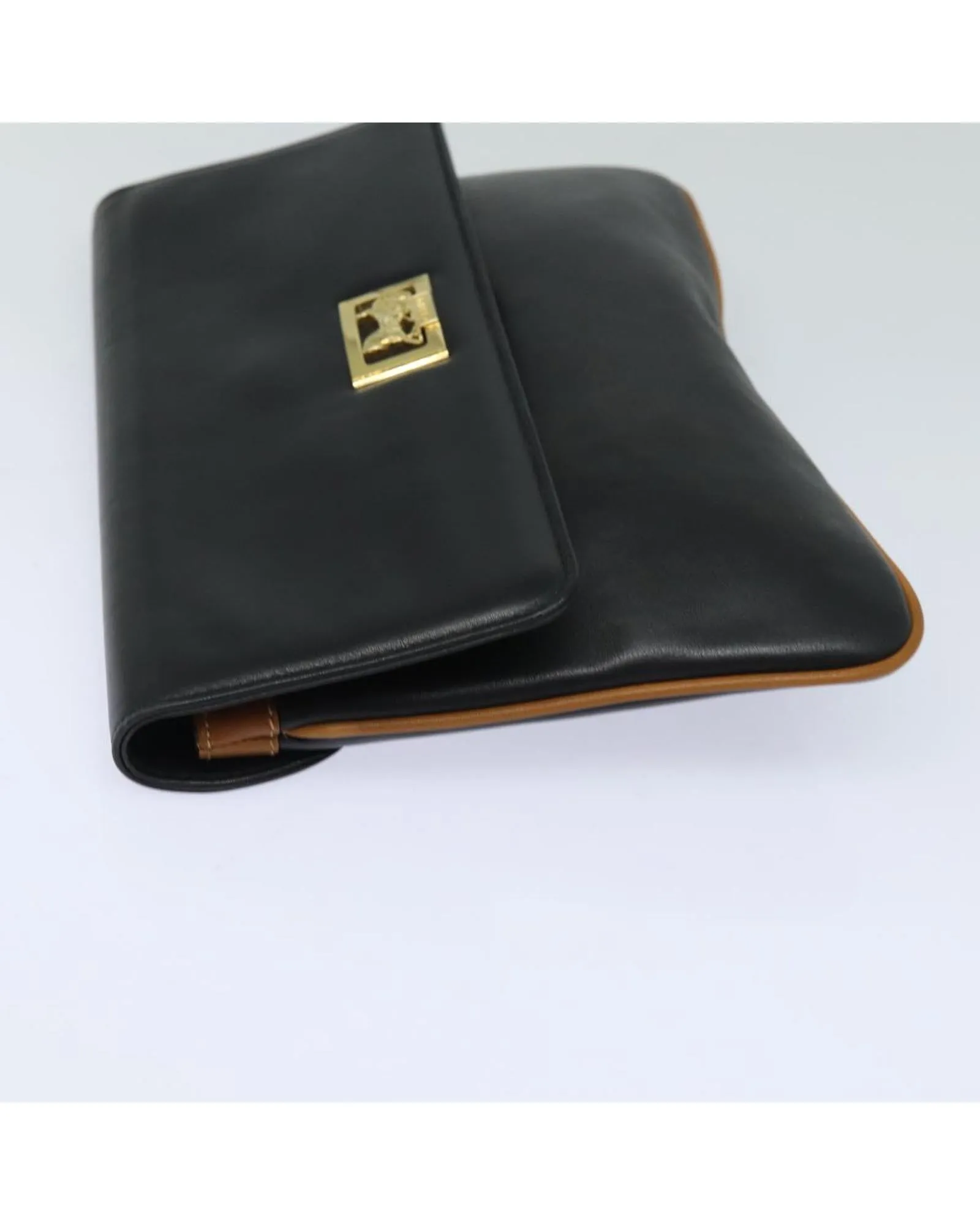 Leather Clutch Bag with Storage Odor and Slight Wear