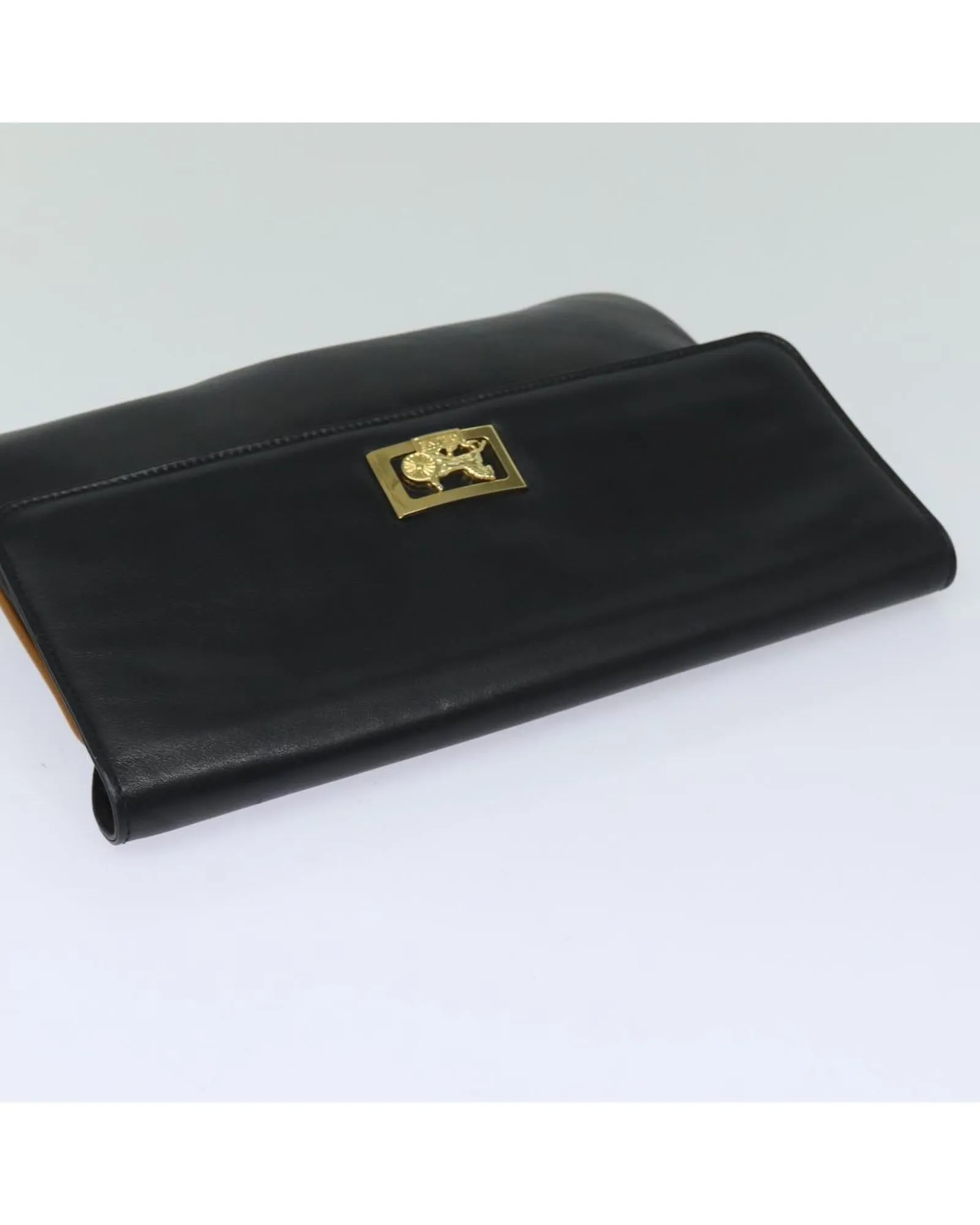 Leather Clutch Bag with Storage Odor and Slight Wear