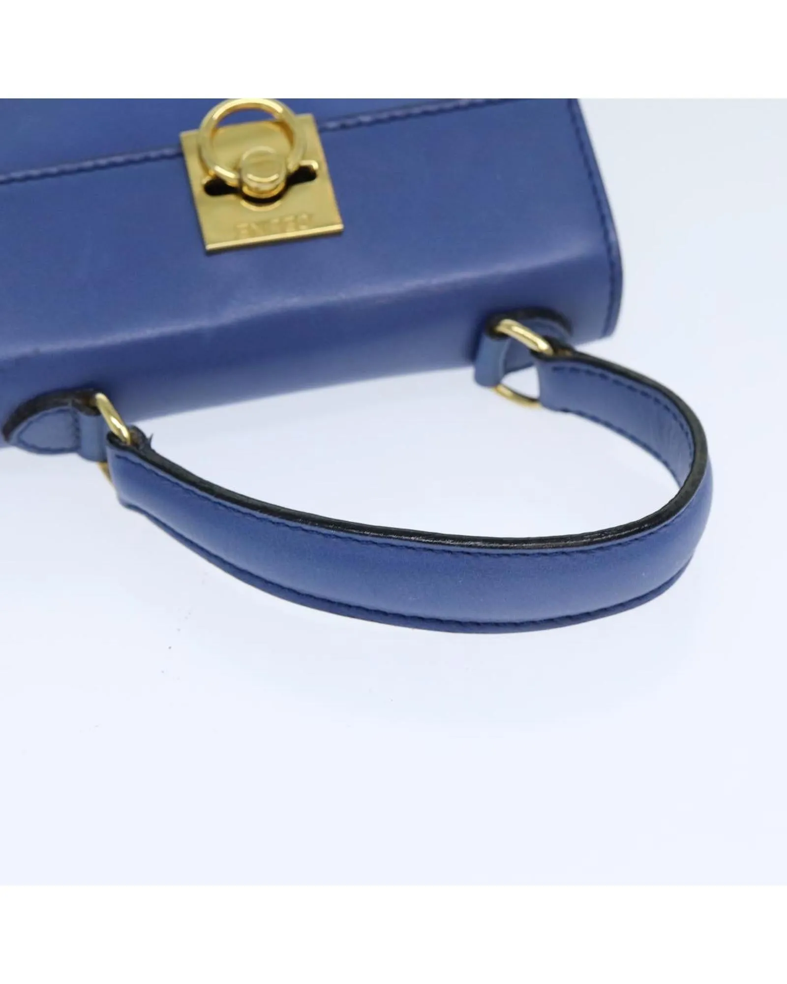 Leather Handbag with Handle and Metal Accents