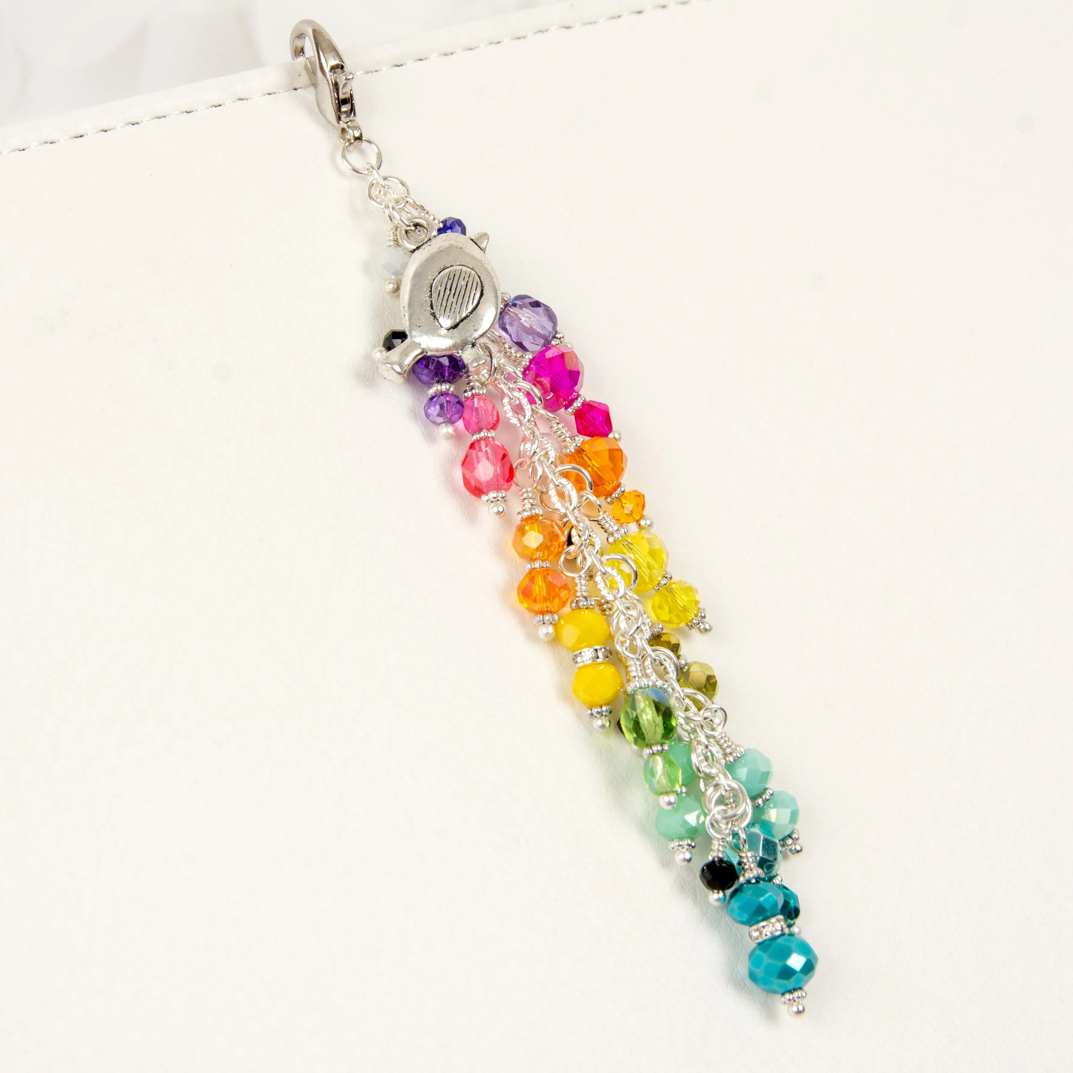 Little Bird Planner Charm with Rainbow Crystal Dangle