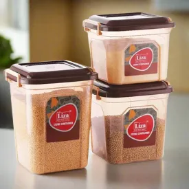 Liza Brown Airtight Plastic Square Food Storage Container Set for Kitchen