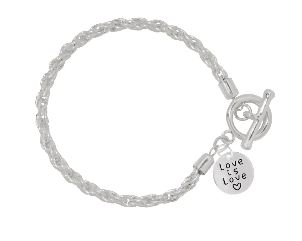 Love Is Love Circle Charm Silver Rope Bracelets