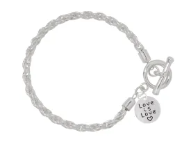 Love Is Love Circle Charm Silver Rope Bracelets