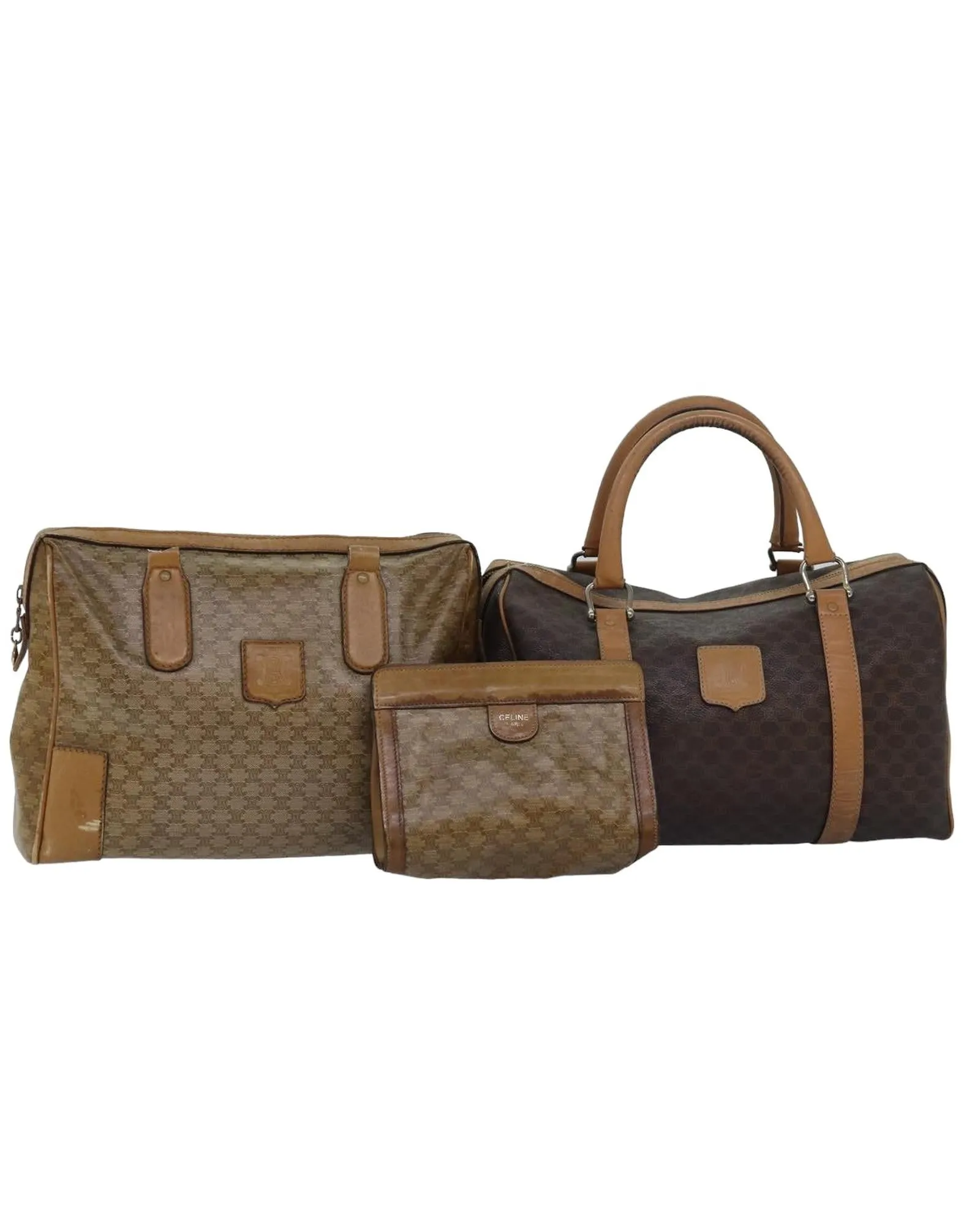 Macadam Canvas and PVC Leather Pouch Hand Bag Set