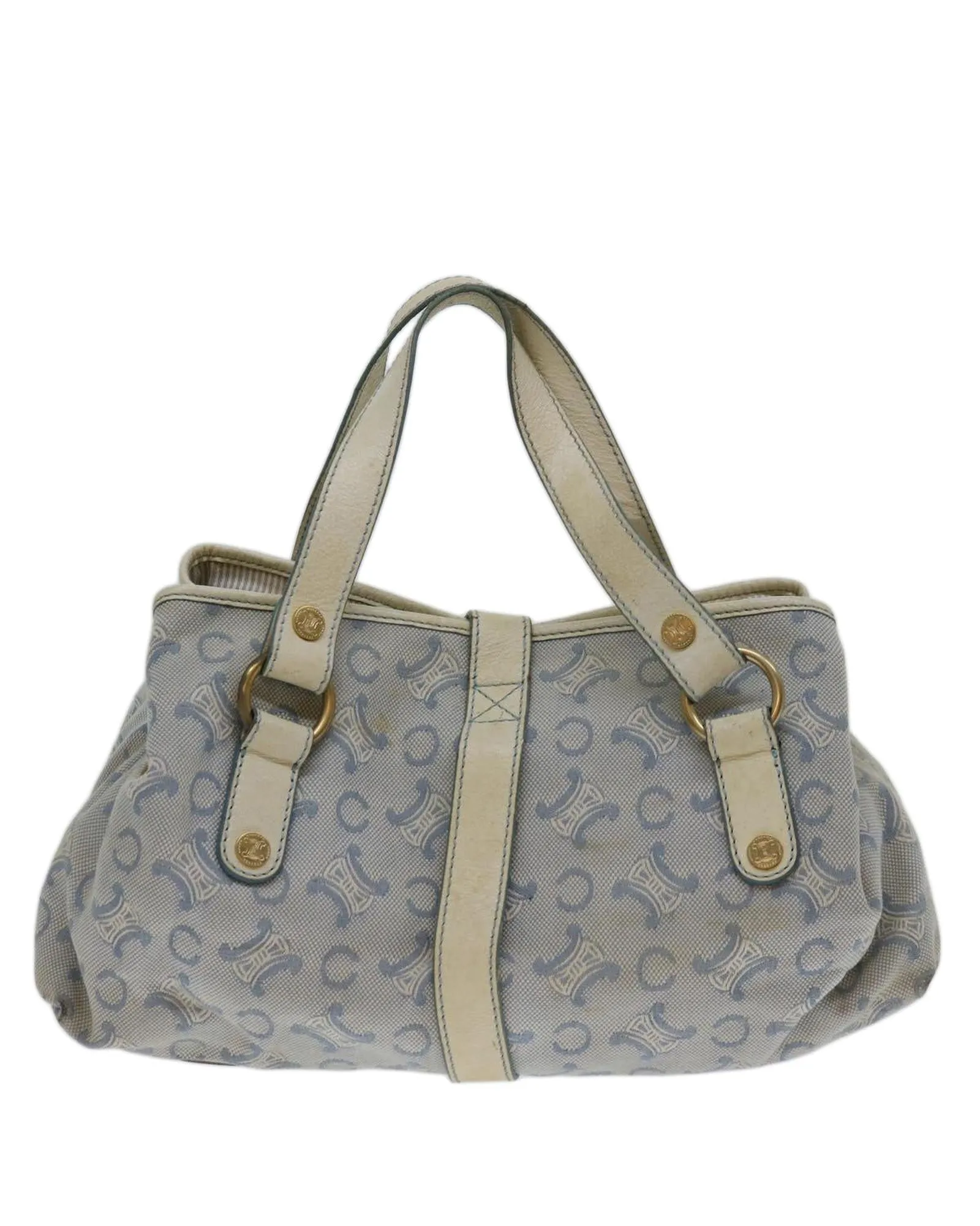 Macadam Canvas Blue White Hand Bag by Celine